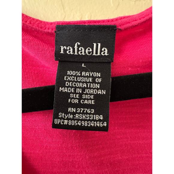Rafaella Women's Pink Ruffled Front Short Sleeve V-Neck Blouse Size Large - Picture 8 of 8